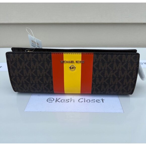 Michael Kors pencil case small MK signature stripe poppy multi - Picture 2 of 8